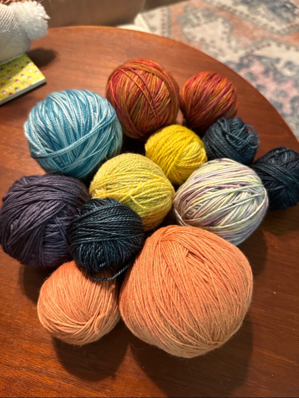 Hand-Dyed Multicolor Yarn Assortment — Peach, Yellow, Blue & More